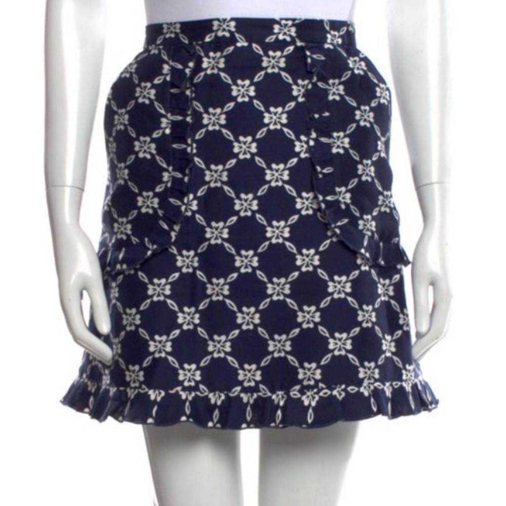 Draper James Navy and White Floral Skirt